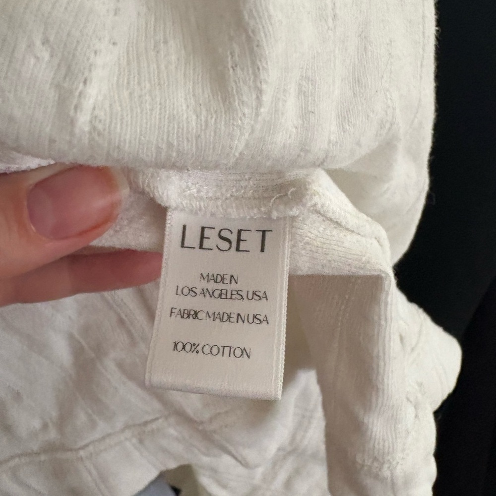 LESET White Ribbed Button-Front Long Sleeve Sweater - Picture 8 of 9